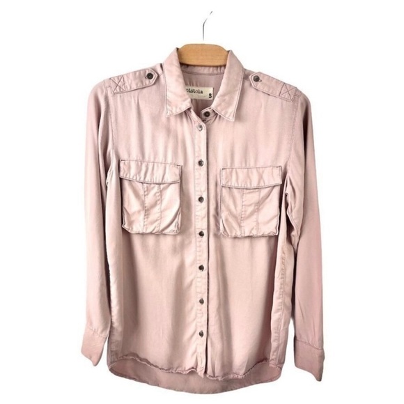 𝅺PISTOLA‎ Pink Woodrose Lyocel Button Down Shirt Large - Picture 1 of 7